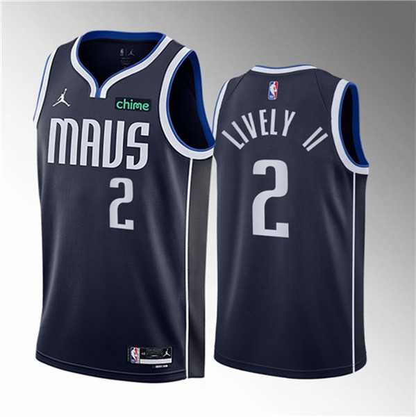 Men%27s Dallas Mavericks #2 Dereck Lively II Navy 2023 Draft Statement Edition Stitched Basketball Jersey